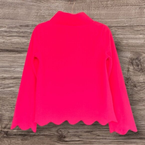 Dudley Stephens Sutton Scallop Turtleneck Neon Pink Vello Fleece XS NWT - Picture 2 of 7